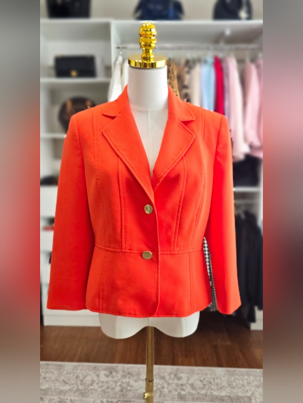 Kasper Women’s Tailored Orange Blazer Jacket Size 4 Petite